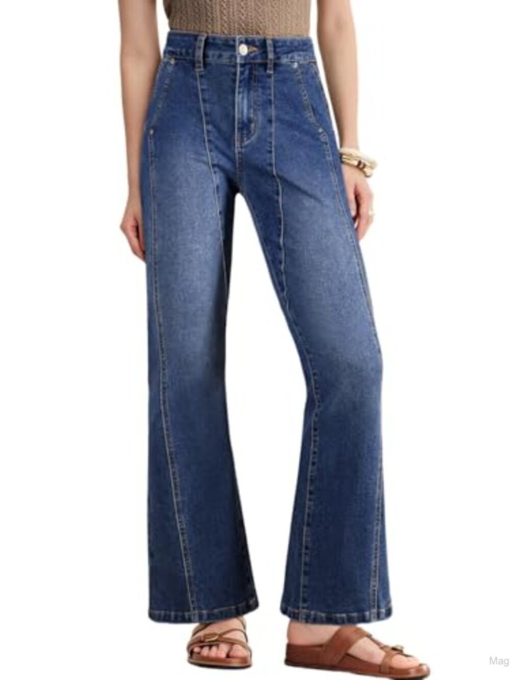 Wide Leg High Waisted Stretchy Ankle Bootcut Jeans Straight Denim Pants